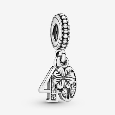 Pandora 40 Years Of Love Dangle Charm, Clear CZ