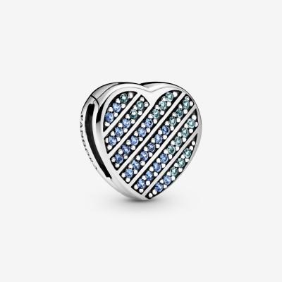 Pandora Blue Pave Heart Clip Charm