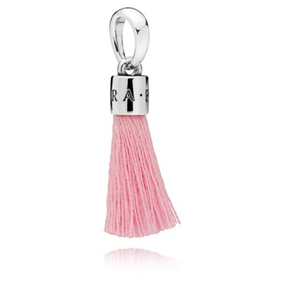 Pandora Bright Pink Fabric Tassel Dangle