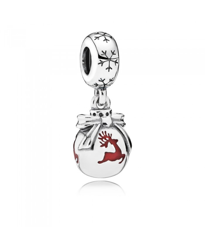 Pandora Christmas Ornament Silver Dangle With Translucent Classic Red Enamel