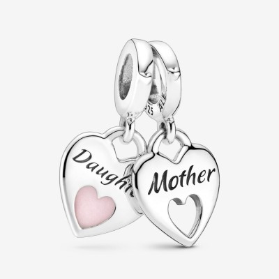 Pandora Double Heart Mother Daughter Split Dangle Charm