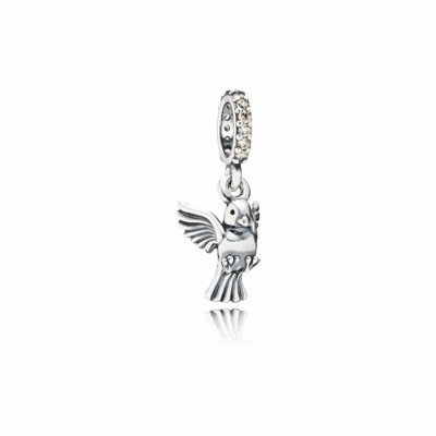 Pandora Dove of Peace Dangle Charm with Champagne Zirconia