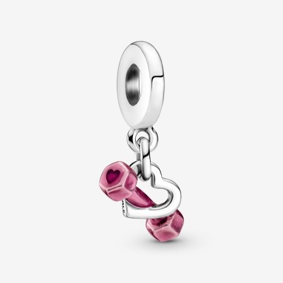 Pandora Dumbbell and Heart Dangle Charm