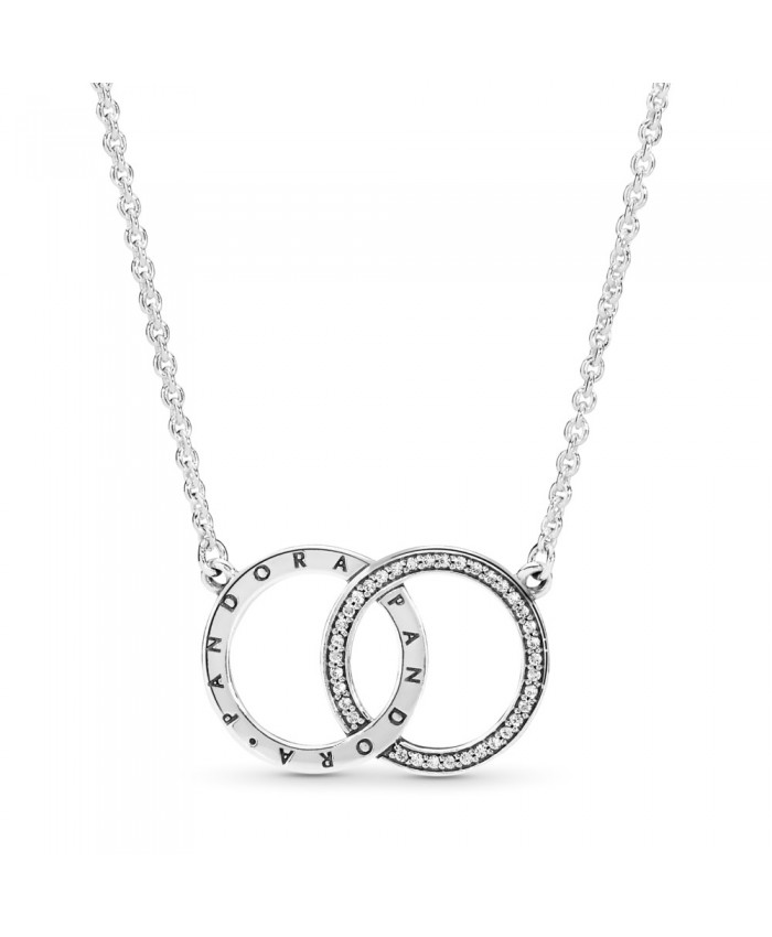 Pandora Entwined Circles Logo and Sparkle Collier Necklace