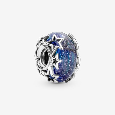 Pandora Galaxy Blue and Star Murano Charm