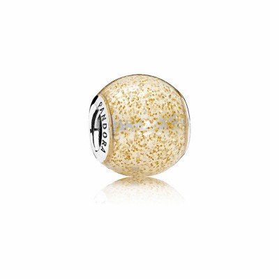 Pandora Golden Enamel Glitter Ball Charm