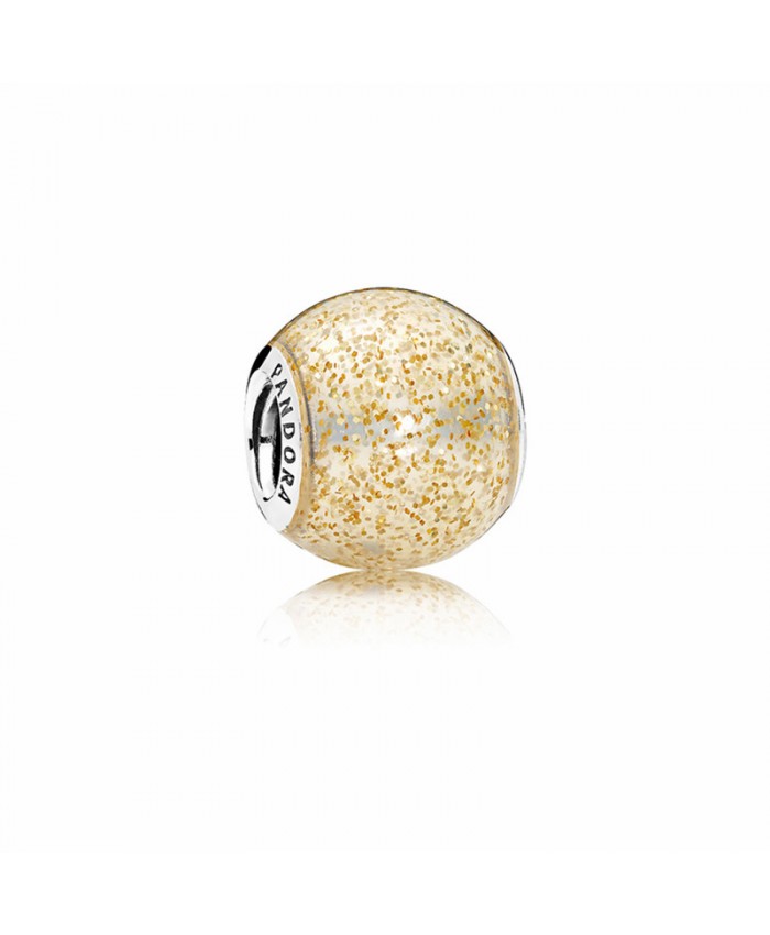 Pandora Golden Enamel Glitter Ball Charm