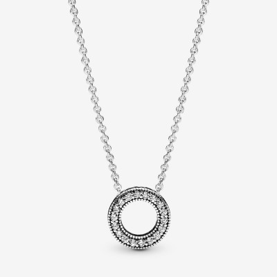 Pandora Logo Pave Circle Collier Necklace