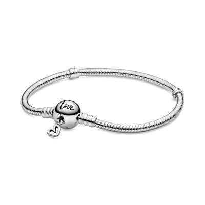 Pandora Moments Freehand Heart Clasp Snake Chain Bracelet