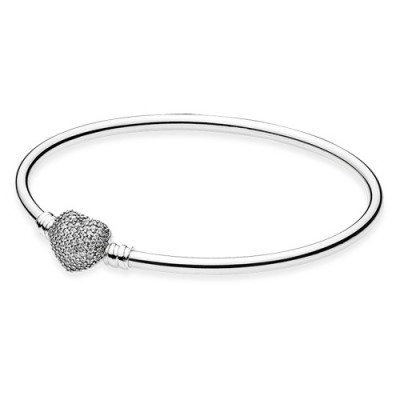 Pandora Pave Heart Bangle Bracelet
