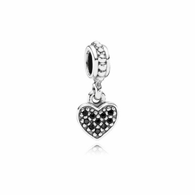 Pandora Pave Heart Dangle with Black Crystal