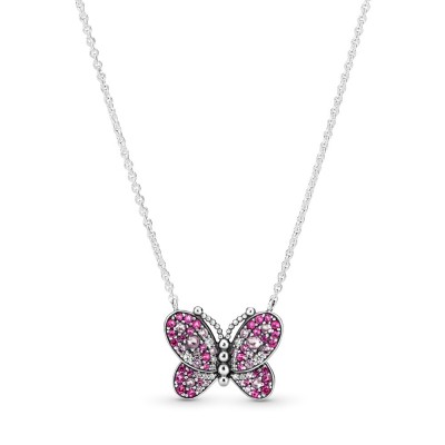 Pandora Pink Pave Butterfly Collier Necklace