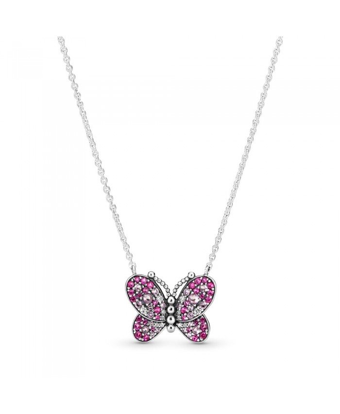 Pandora Pink Pave Butterfly Collier Necklace