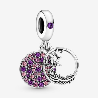 Pandora Purple Pave Feather Dangle Charm