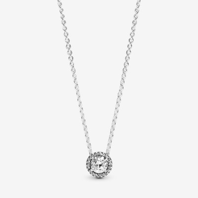 Pandora Round Sparkle Halo Necklace