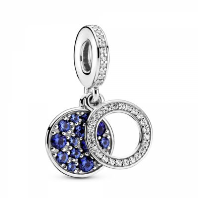 Pandora Sparkling Blue Disc Double Dangle Charm