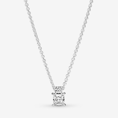 Pandora Sparkling Collier Round and Square Pendant Necklace