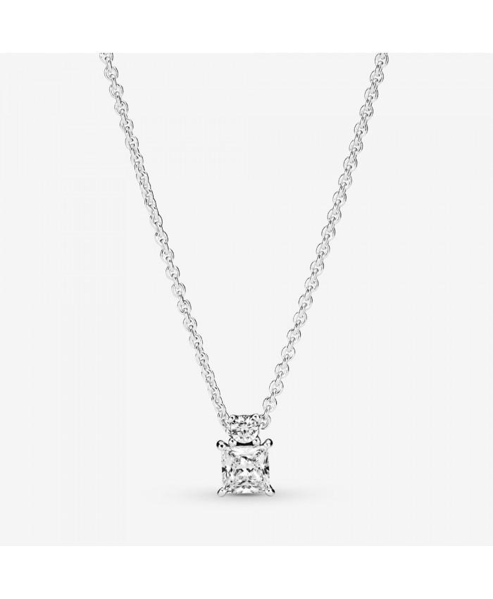 Pandora Sparkling Collier Round and Square Pendant Necklace