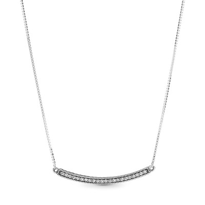 Pandora Sparkling Curved Bar Necklace