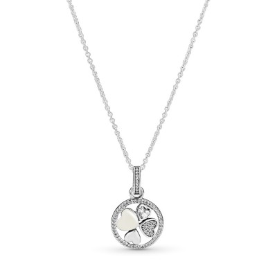 Pandora Sparkling Hearts Circle Pendant Necklace