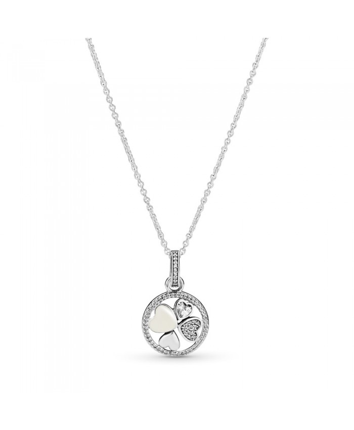 Pandora Sparkling Hearts Circle Pendant Necklace