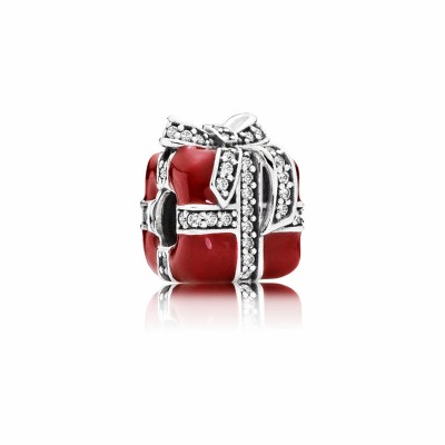 Pandora Sparkling Surprise Present Charm with Red Enamel and Clear Zirconia