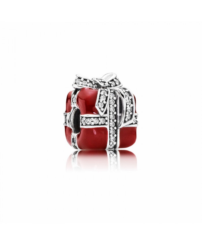Pandora Sparkling Surprise Present Charm with Red Enamel and Clear Zirconia