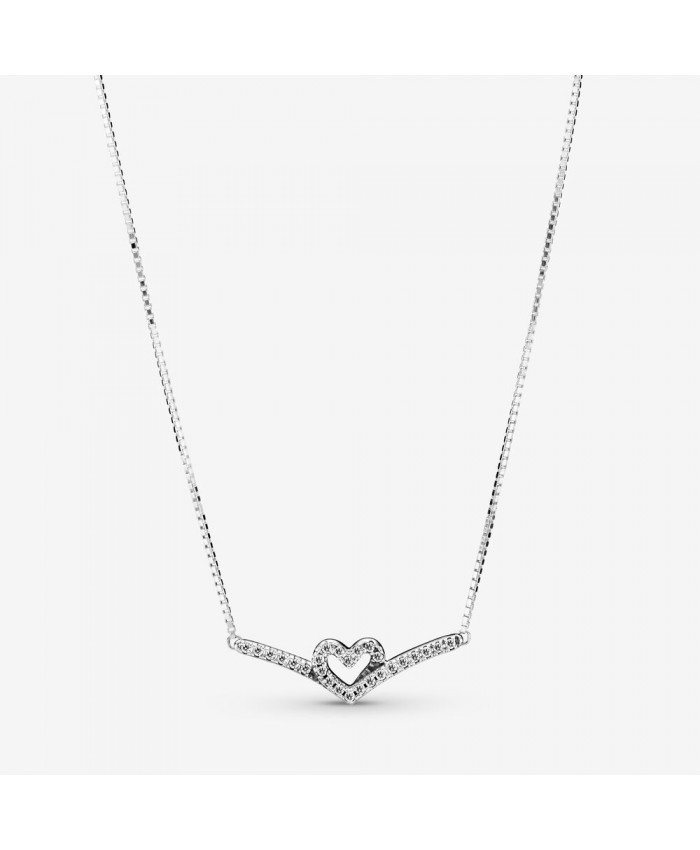 Pandora Sparkling Wishbone Heart Collier Necklace