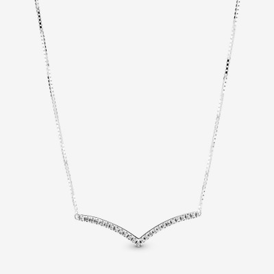 Pandora Sparkling Wishbone Necklace