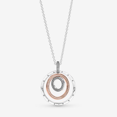 Pandora Two Tone Circles Pendant and Necklace