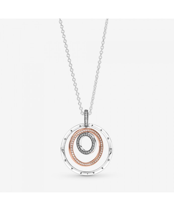 Pandora Two Tone Circles Pendant and Necklace