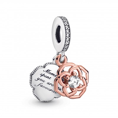 Pandora Two Tone Rose Dangle Charm