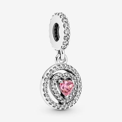 Pandora Sparkling Double Halo Heart Dangle Charm