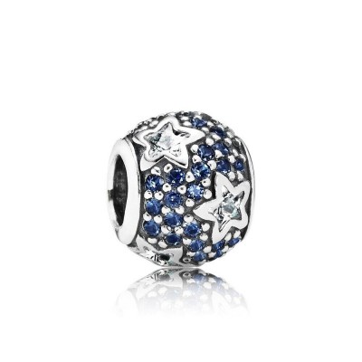 Star pave silver charm with cubic zirconia and midnight blue crystals