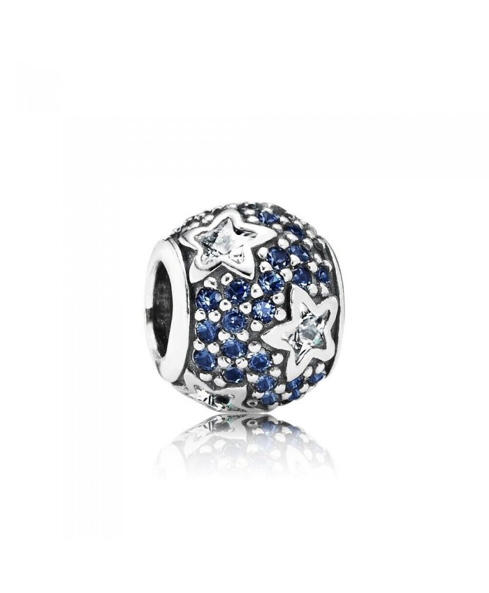 Star pave silver charm with cubic zirconia and midnight blue crystals