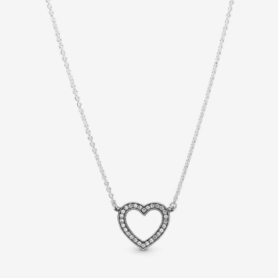 Pandora Sparkling Open Heart Necklace