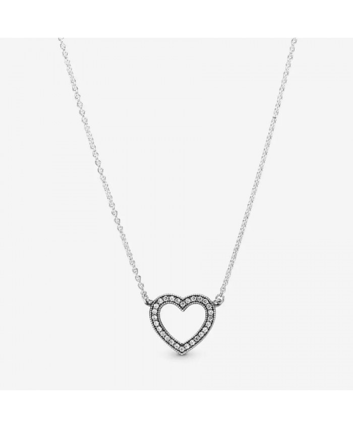 Pandora Sparkling Open Heart Necklace