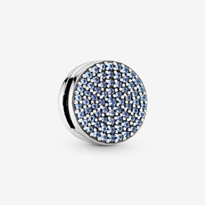 Pandora Round Blue Pavé Clip Charm