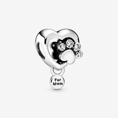 Pandora Sparkling Fur Mom Paw Print Charm