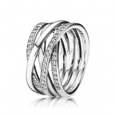 Pandora Entwined Ring, Clear CZ