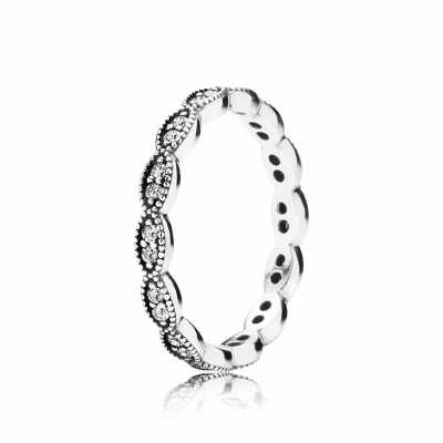 Pandora Sparkling Leaves Stackable Ring, Clear CZ