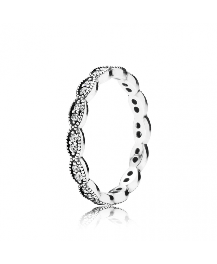 Pandora Sparkling Leaves Stackable Ring, Clear CZ