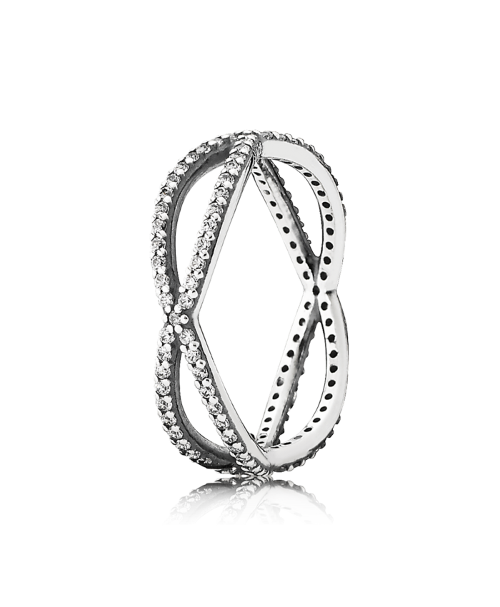 Pandora Crossing Paths Stackable Ring, Clear CZ