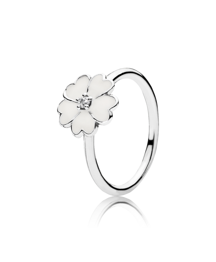 Pandora Primrose Stackable Ring, White Enamel