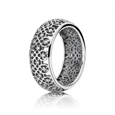 Pandora Intricate Lattice Ring, Clear CZ