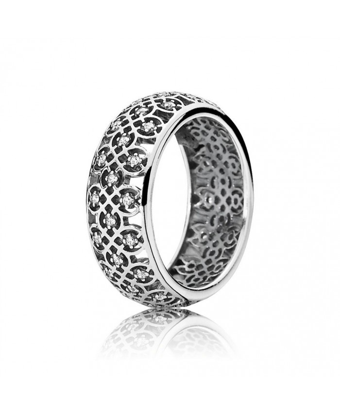 Pandora Intricate Lattice Ring, Clear CZ