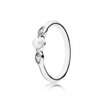 Pandora Petite Luminous Leaves, White Pearl & Clear CZ