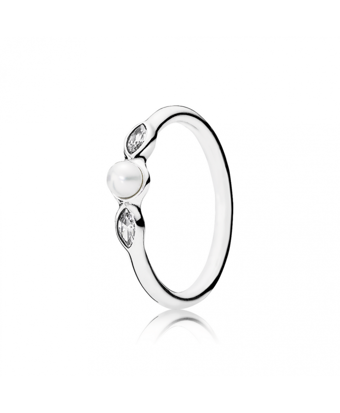 Pandora Petite Luminous Leaves, White Pearl & Clear CZ