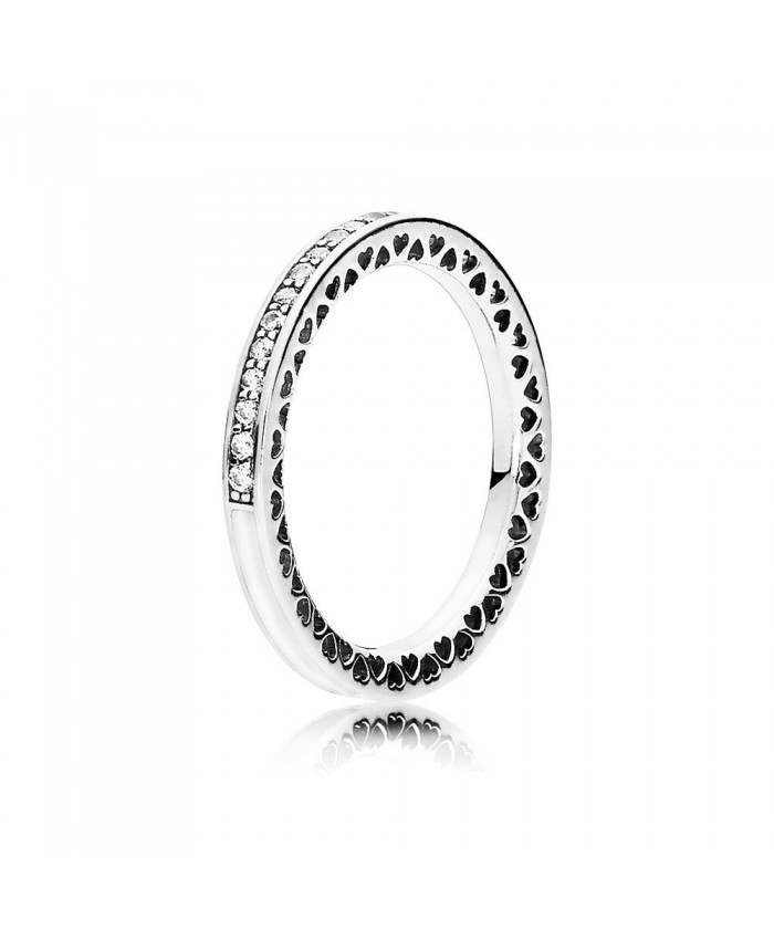 Pandora Radiant Hearts of PANDORA, Silver Enamel & Clear CZ