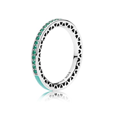 Pandora Radiant Hearts of PANDORA, Bright Mint Enamel & Royal Green Crystals